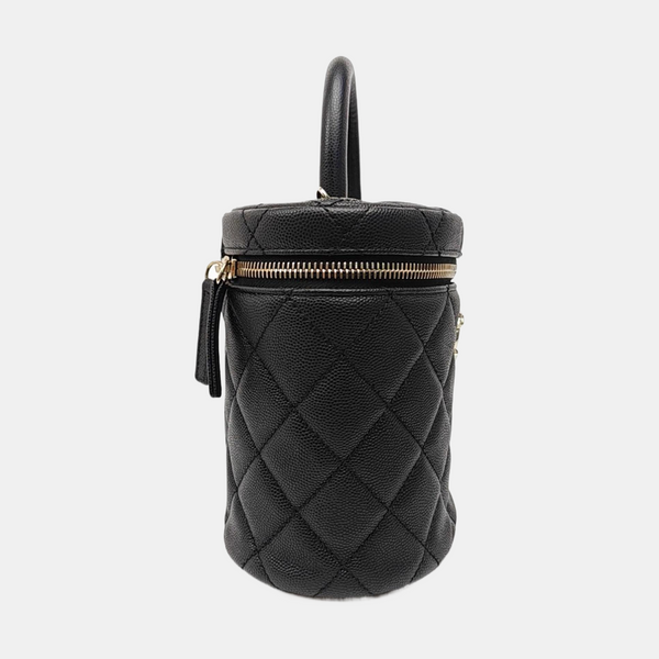 VANITY CASE Medium Quilted Grained Calfskin Black