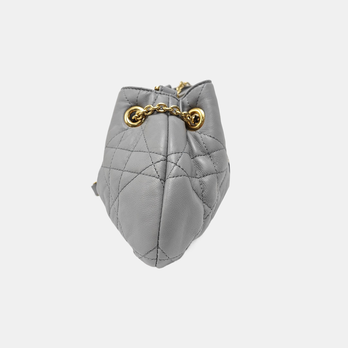 Cannage Lambskin Shoulder Bag Small Gray