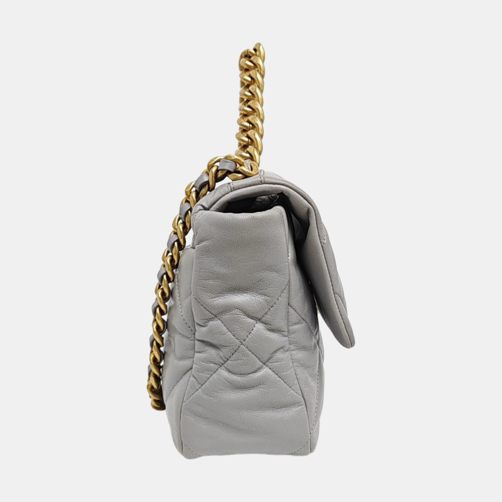 CHANEL 19 Large Quilted Lambskin Gray