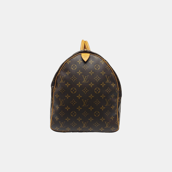 KEEPALL 55 Monogram Coated Canvas Brown
