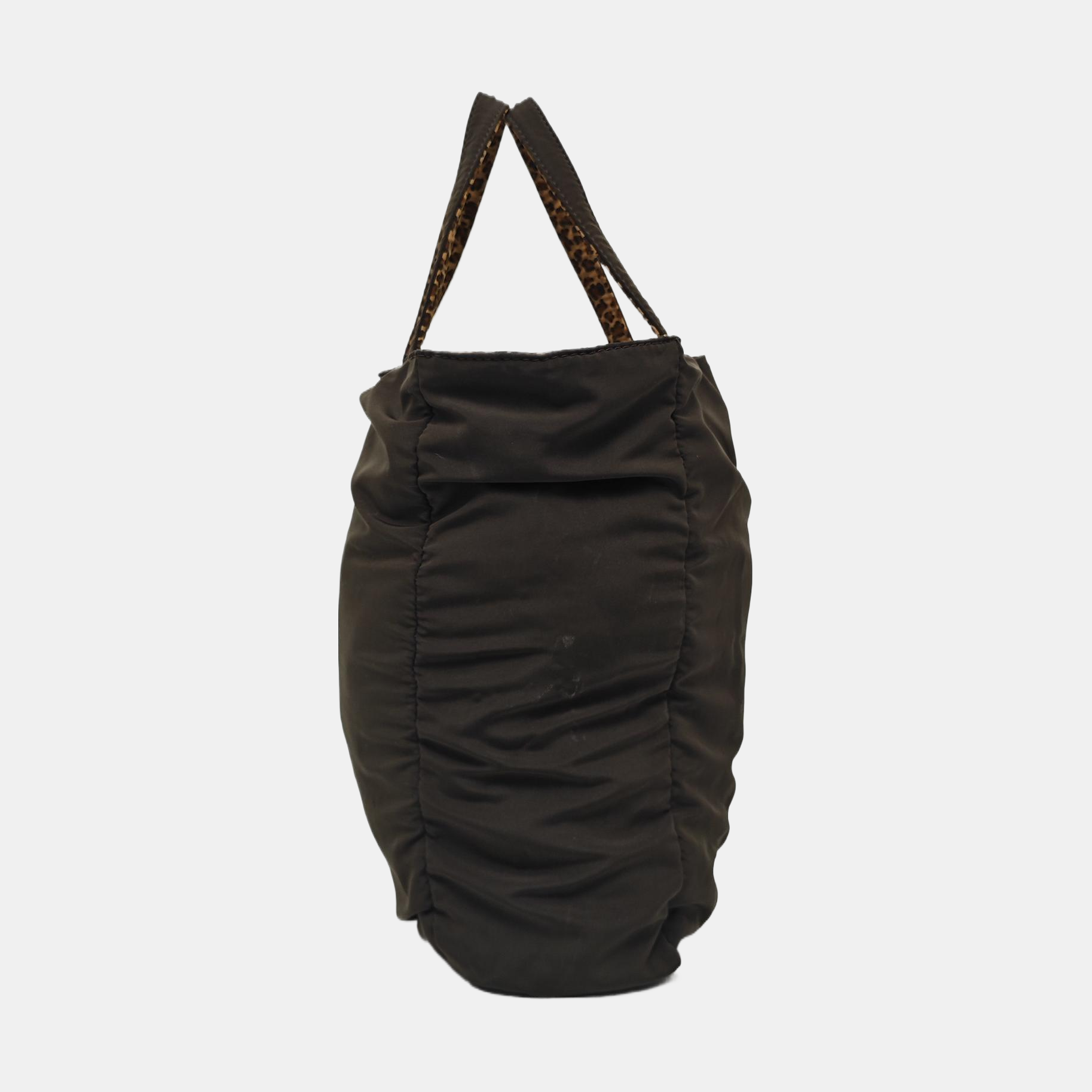 Fabric Top Handle Bag Brown