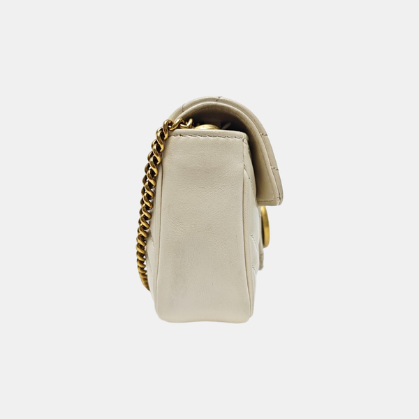 GG Marmont Mini Quilted Calfskin White