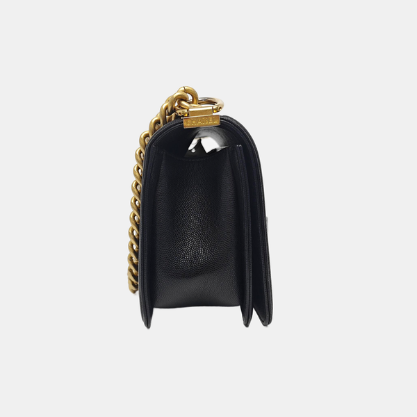 BOY CHANEL Medium Chevron Grained Calfskin Black