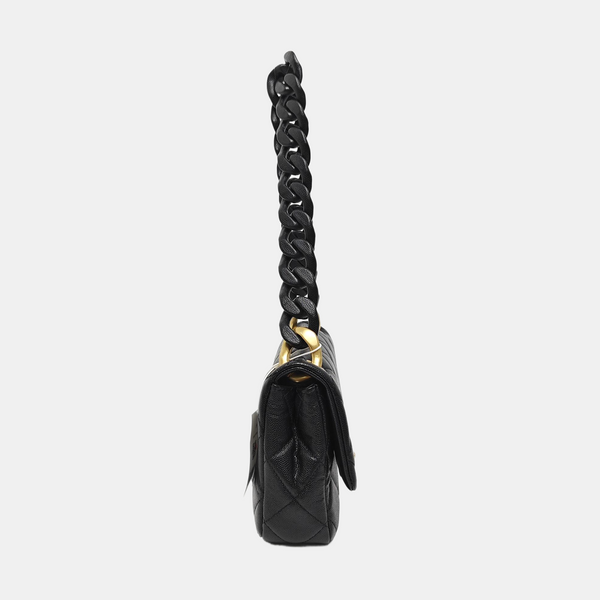 CLASSIC FLAP Mini Quilted Grained Calfskin Black