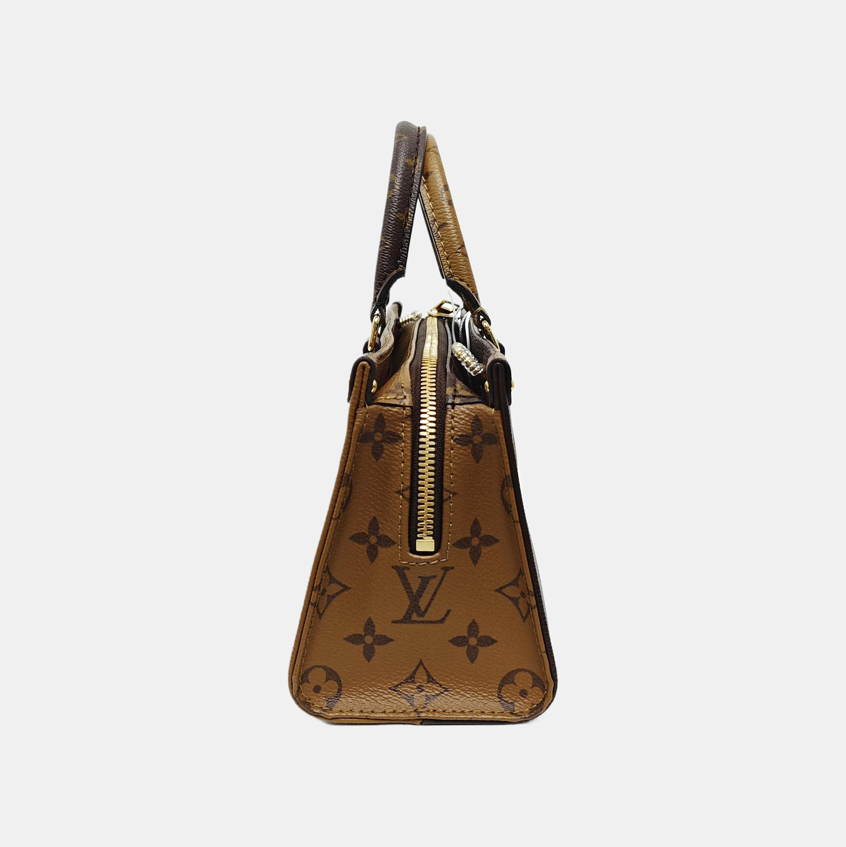 ONTHEGO EAST WEST PM Monogram Coated Canvas Brown