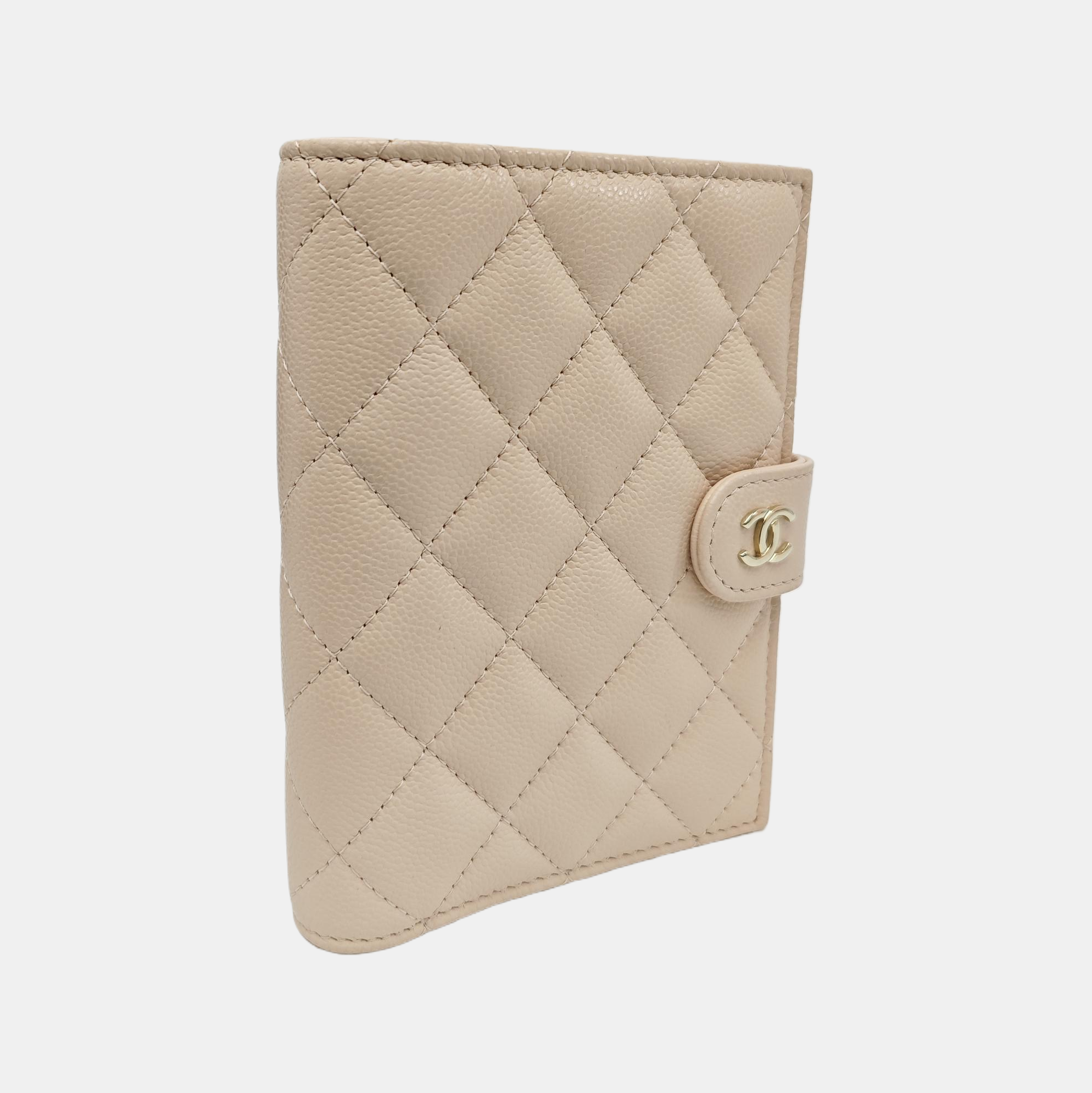 Quilted Grained Calfskin Wallet Pink