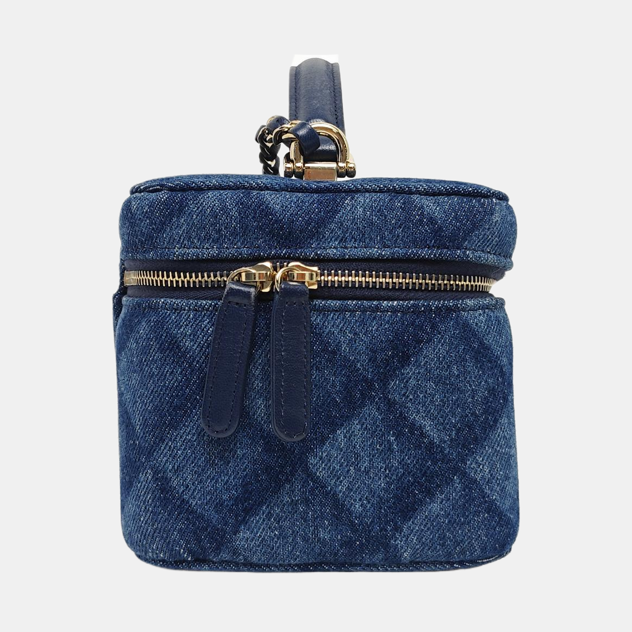 VINTAGE COSMETIC BAGS Quilted Denim Blue