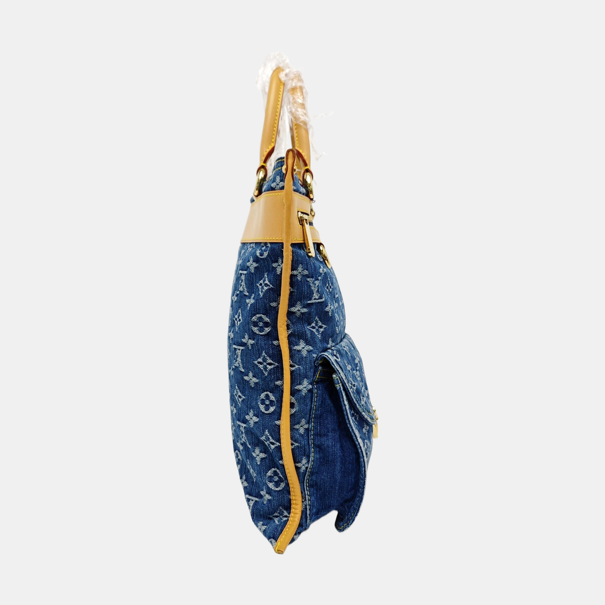 Monogram Denim Tote Bag Blue