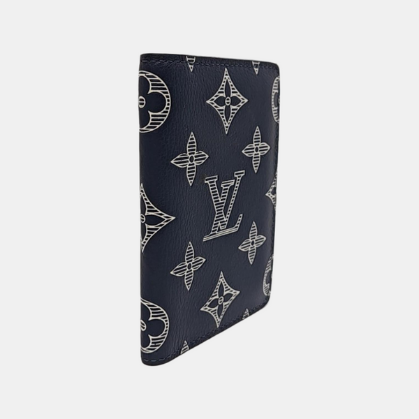 Monogram Calfskin Card Holder Blue