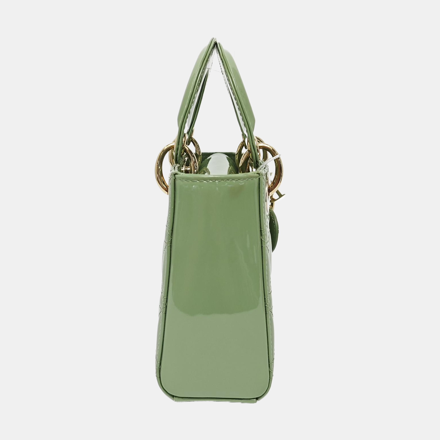 Lady Dior Mini Cannage Patent Leather Green