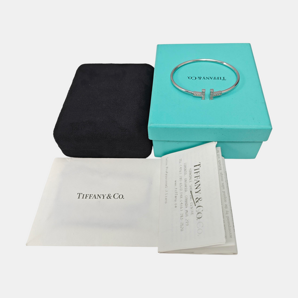 Tiffany T 18k White Gold Silver Bangle