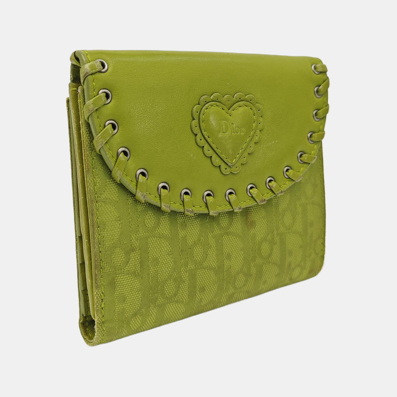 Oblique Leather Wallet Green