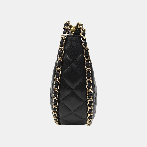 Quilted Lambskin Shoulder Bag Black