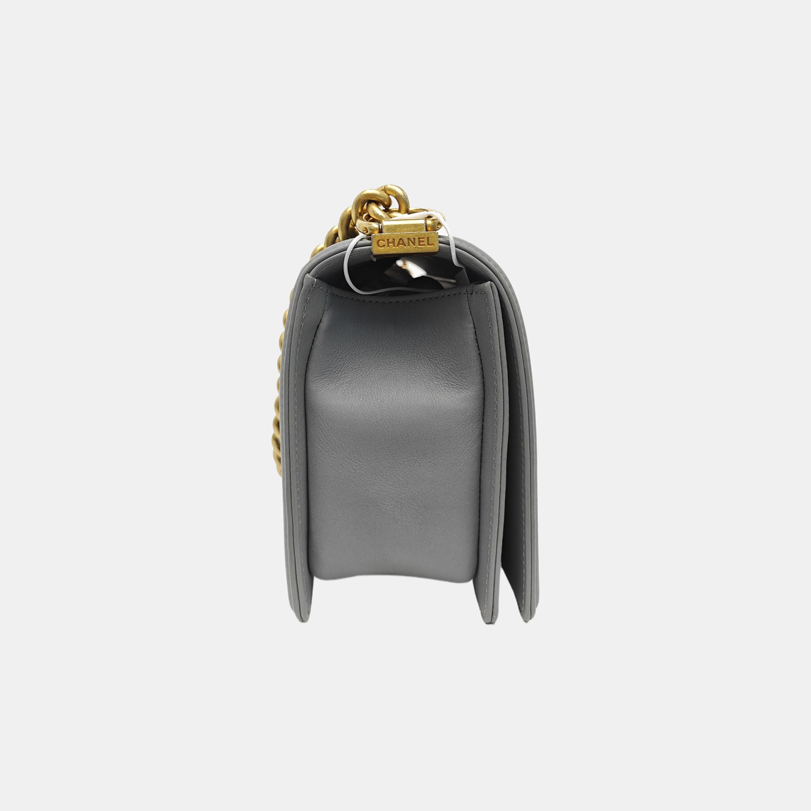 BOY CHANEL Medium Quilted Grained Calfskin Gray