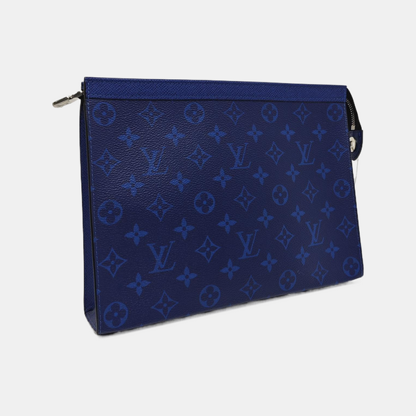 Pochette Voyag MM Monogram Coated Canvas Blue