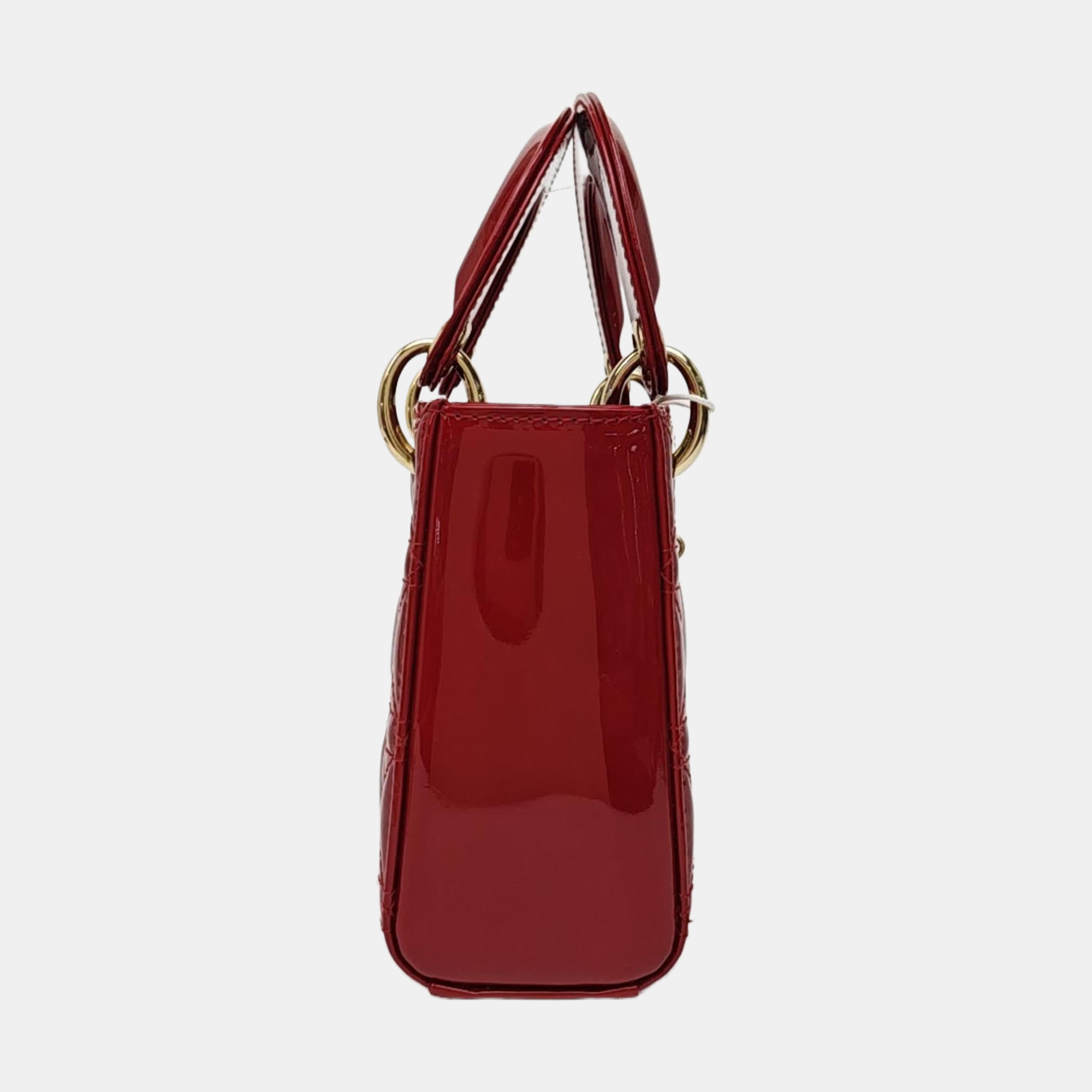 Lady Dior Mini Cannage Patent Leather Red