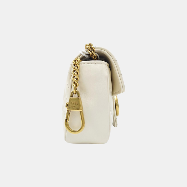 GG Marmont Mini Quilted Calfskin White