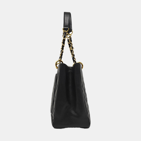 Chanel GST Large en Piel de Becerro Granulada Acolchada Negra