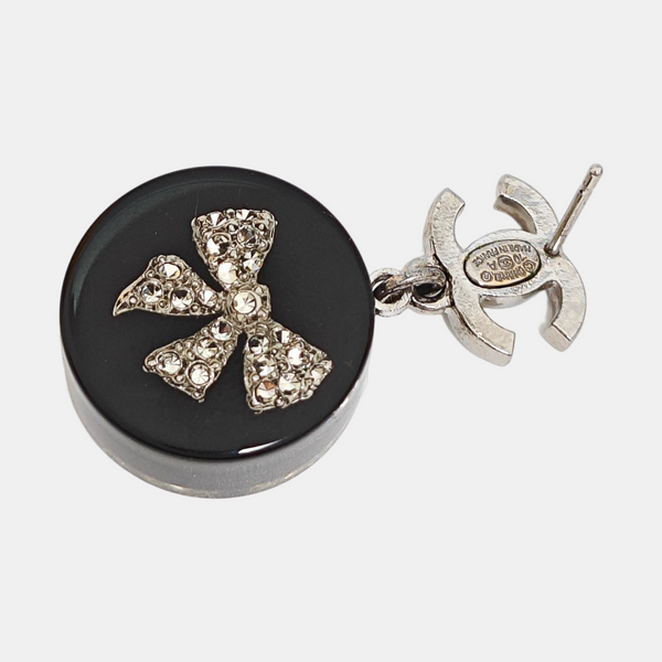 CC Logo Metal Black Earrings