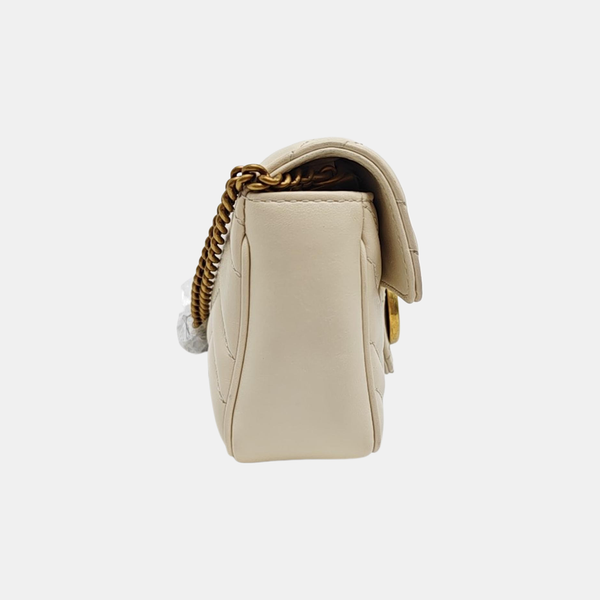 GG Marmont Mini Quilted Calfskin White