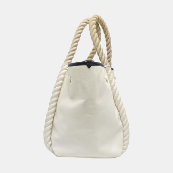 Calfskin Top Handle Bag White