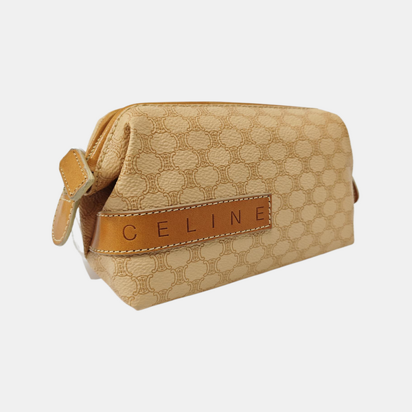 Coated Canvas Clutch Brown