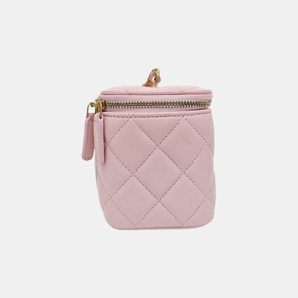 VANITY CASE Small Quilted Lambskin Pink