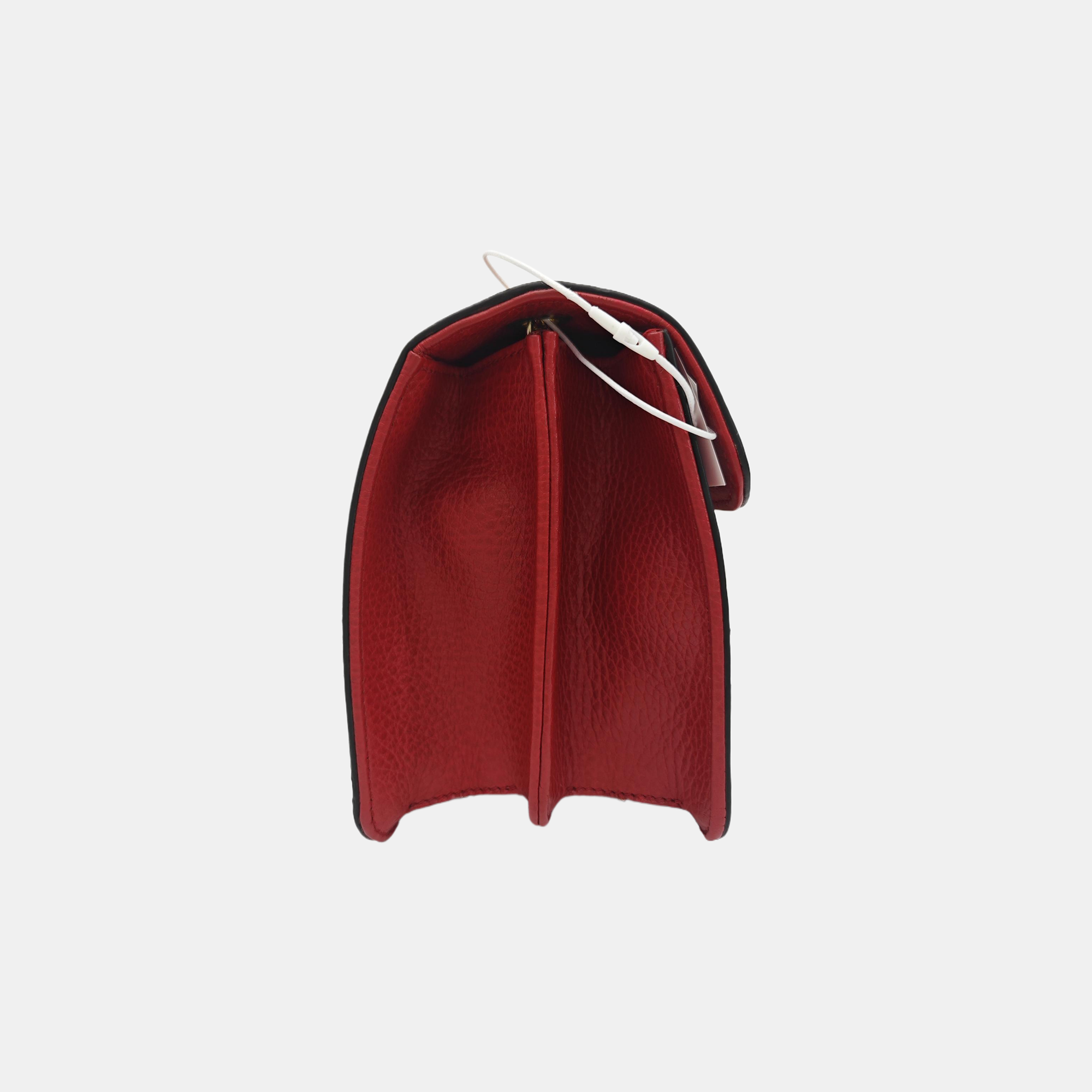 Interlocking G Small Calfskin Red