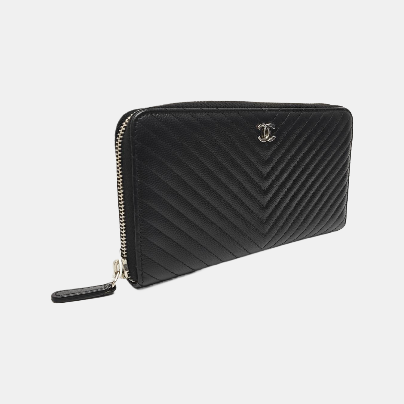 Chevron Calfskin Wallet Black