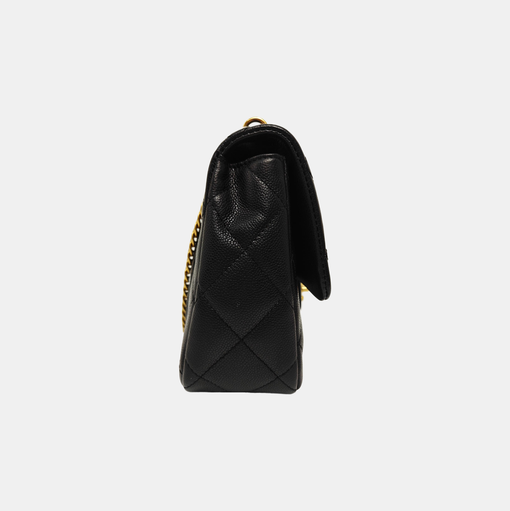 23P Large Quilted Grained Calfskin Black