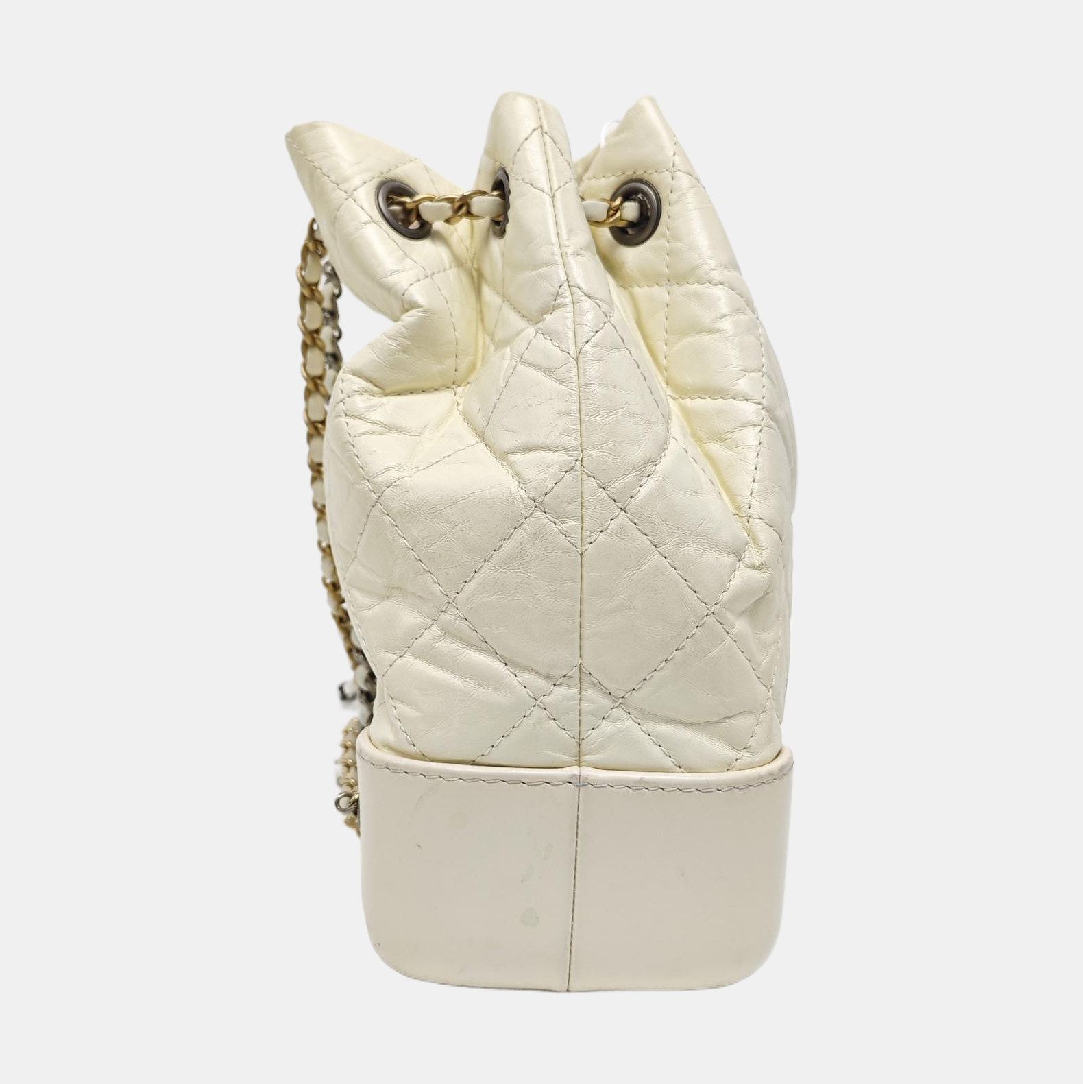 GABRIELLE Small Quilted Calfskin White