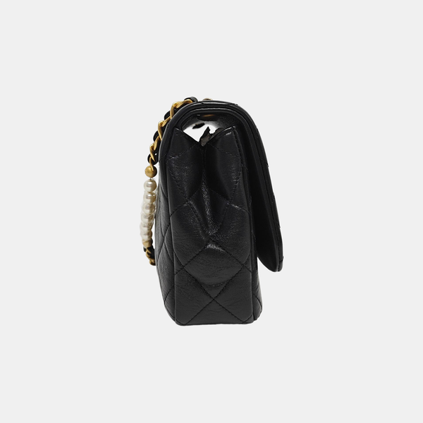 Quilted Calfskin Crossbody Bag Black
