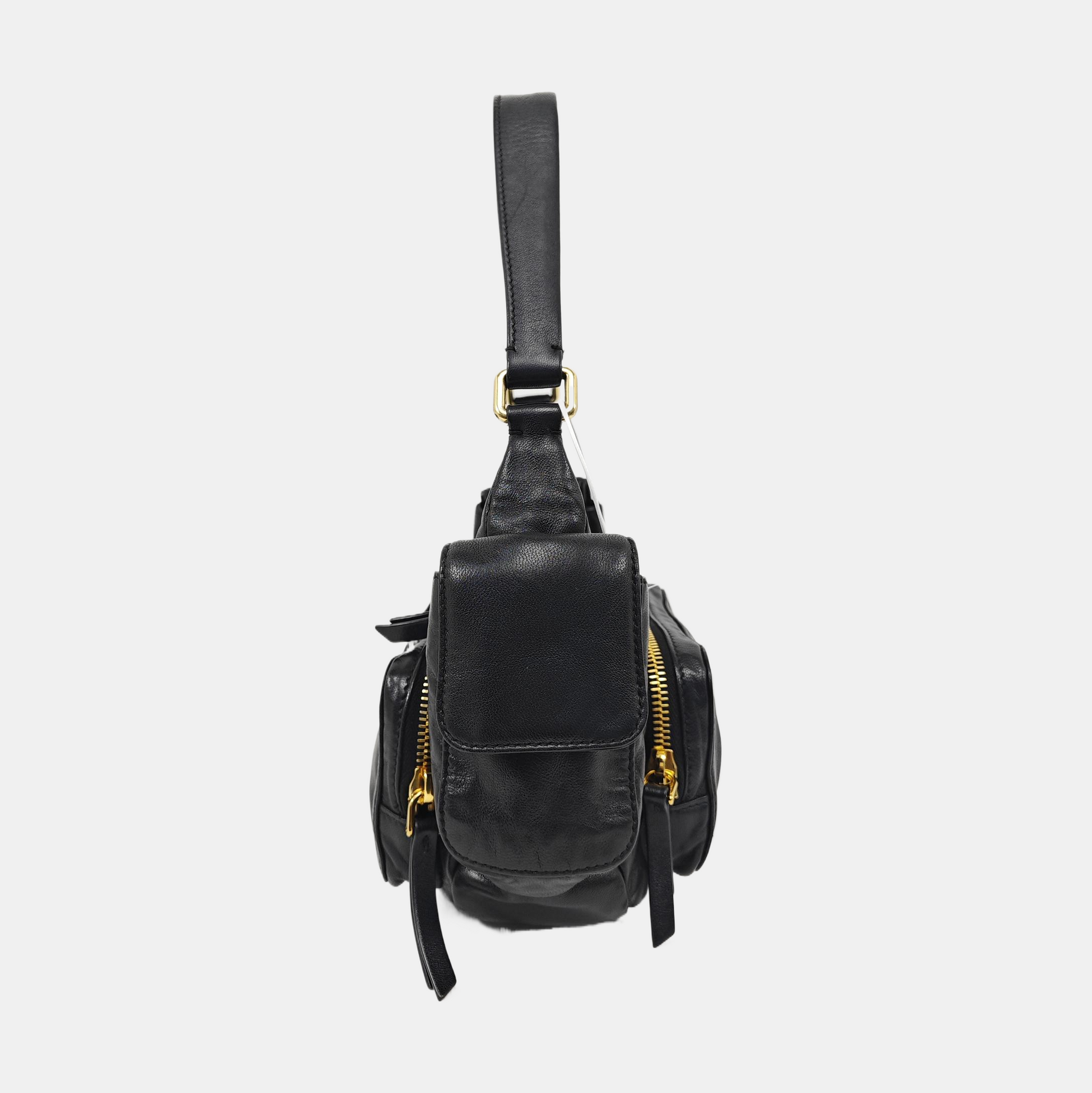 Lambskin Top Handle Bag Black
