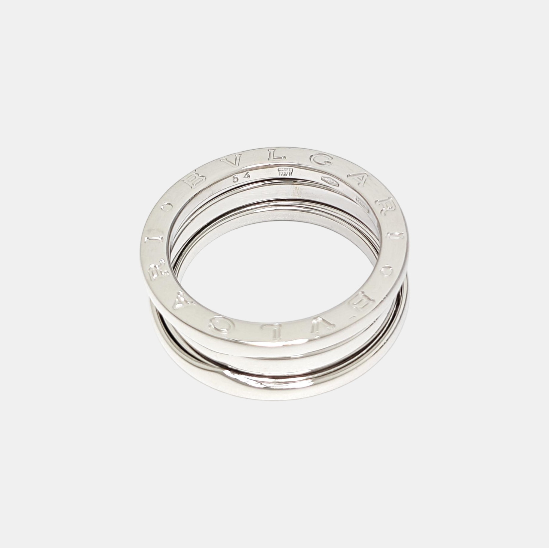 B.ZERO1 18k White Gold Silver Ring EU 54
