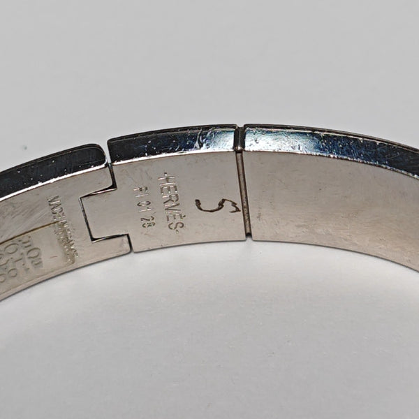 Enamel Hinged Bracelet Metal Silver Bangle