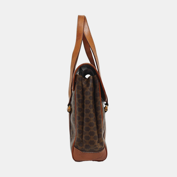 Coated Canvas Top Handle Bag Brown