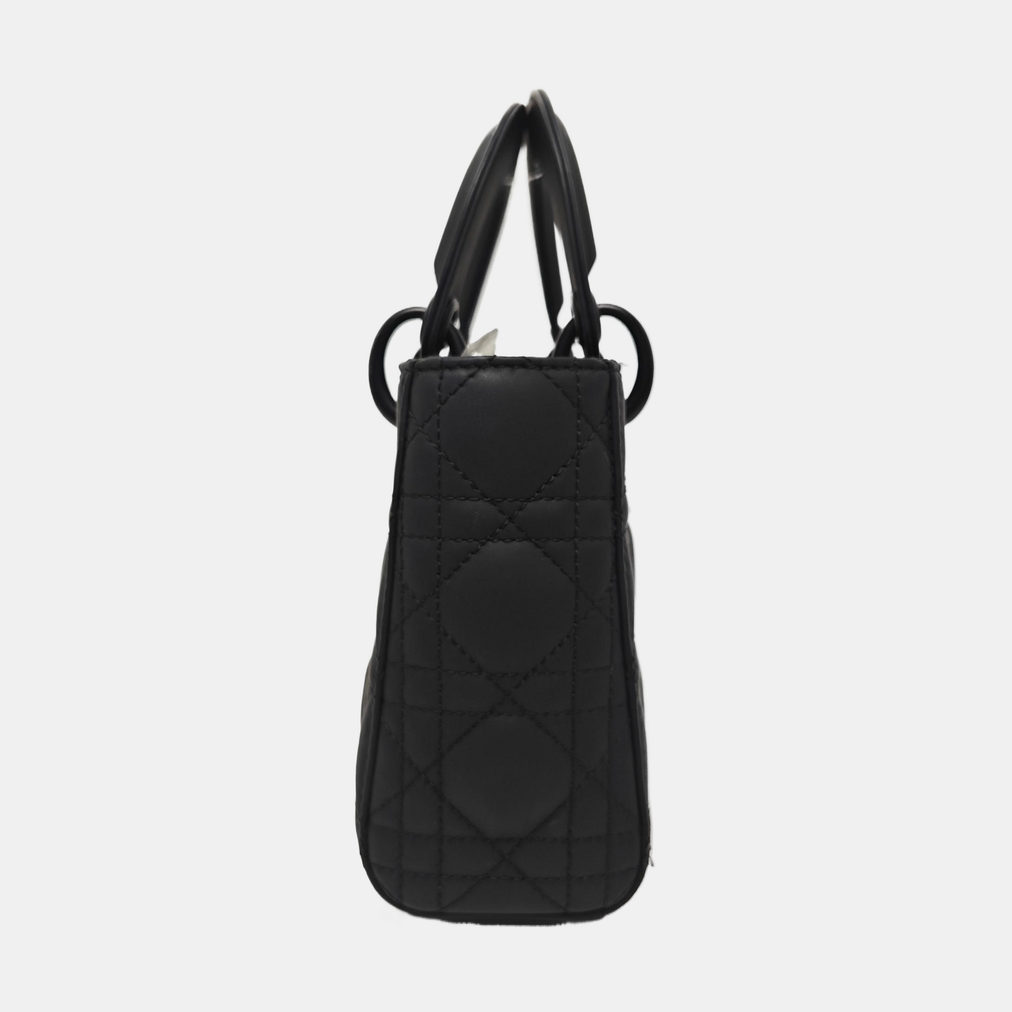 Lady Dior Mini Cannage Calfskin Black