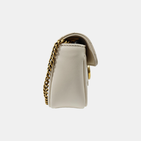 GG Marmont Mini Quilted Calfskin White