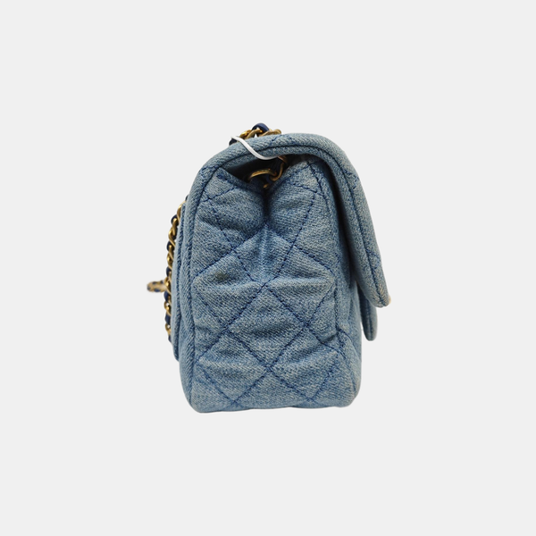 CLASSIC FLAP Mini Quilted Denim Blue