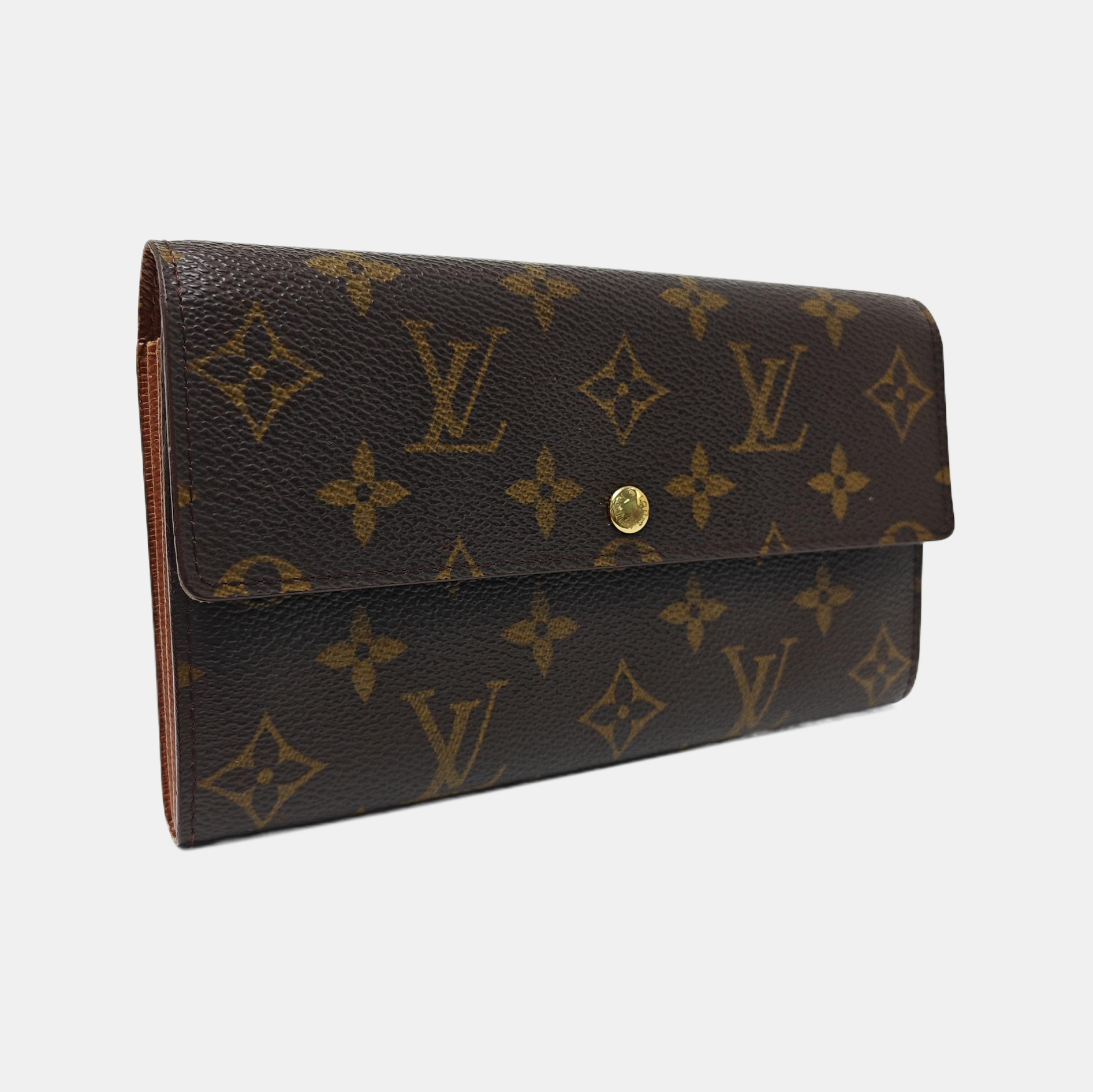 PORTE MONNAIE Monogram Coated Canvas Brown Wallet
