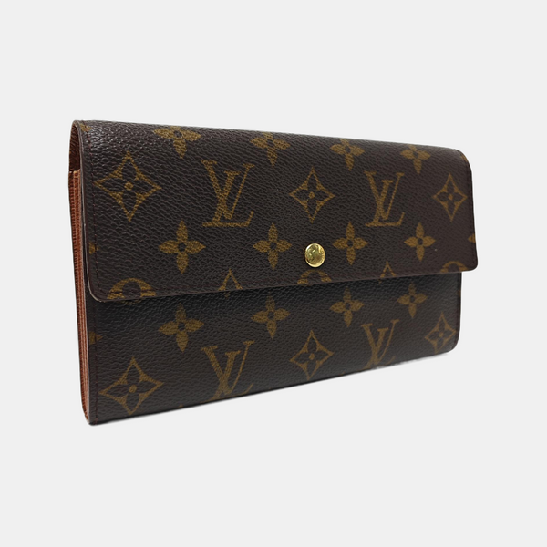 PORTE MONNAIE Monogram Coated Canvas Brown Wallet