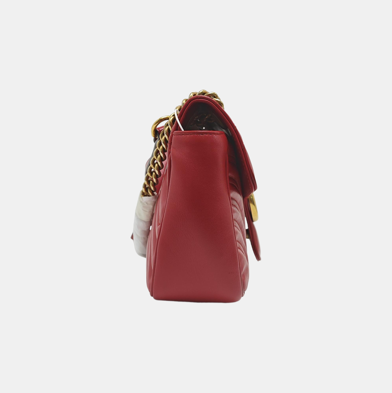 GG Marmont Mediana Piel Acolchada Roja