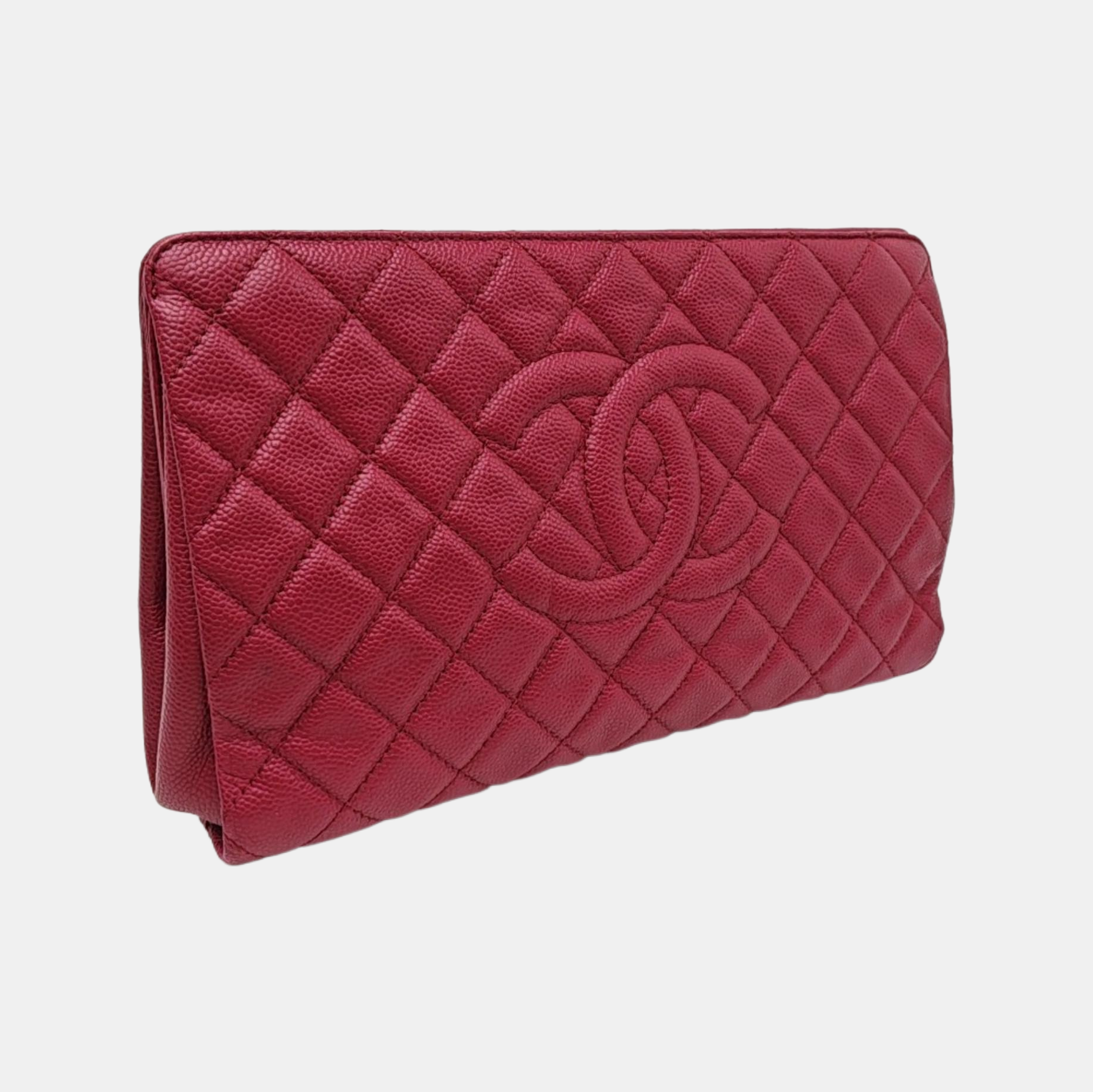 Quilted Leather Clutch Red