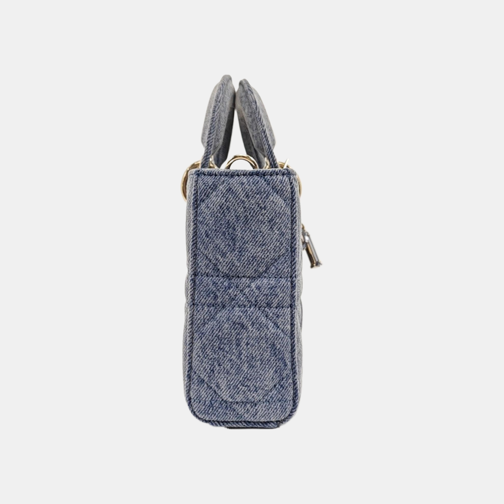 Authenticated pre-owned  Lady D-Joy Medium Quilted Denim Blue - Shoulder Bag at Looply