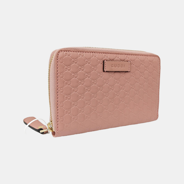 Microguccissima Monogram Calfskin Pink Wallet