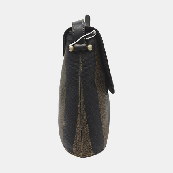 Coated Canvas Shoulder Bag Brown