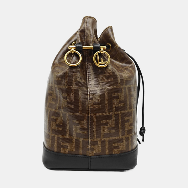 Mon Tresor Small Coated Canvas Brown