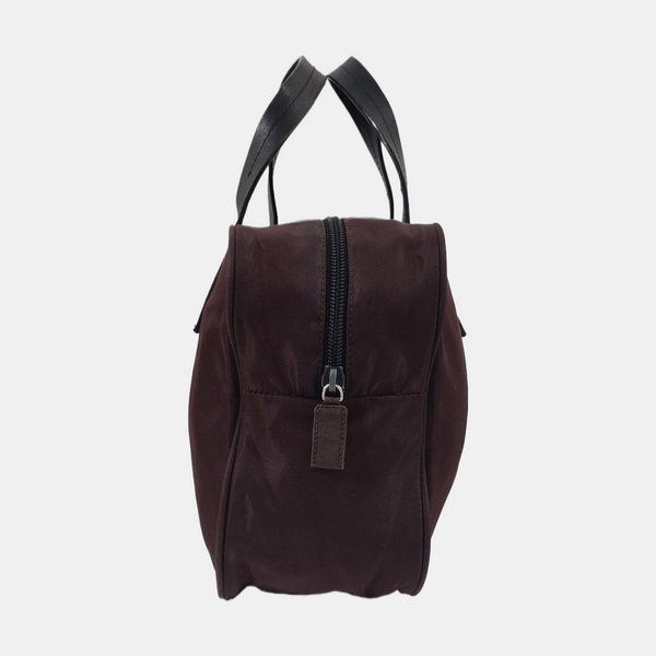 Nylon Top Handle Bag Brown