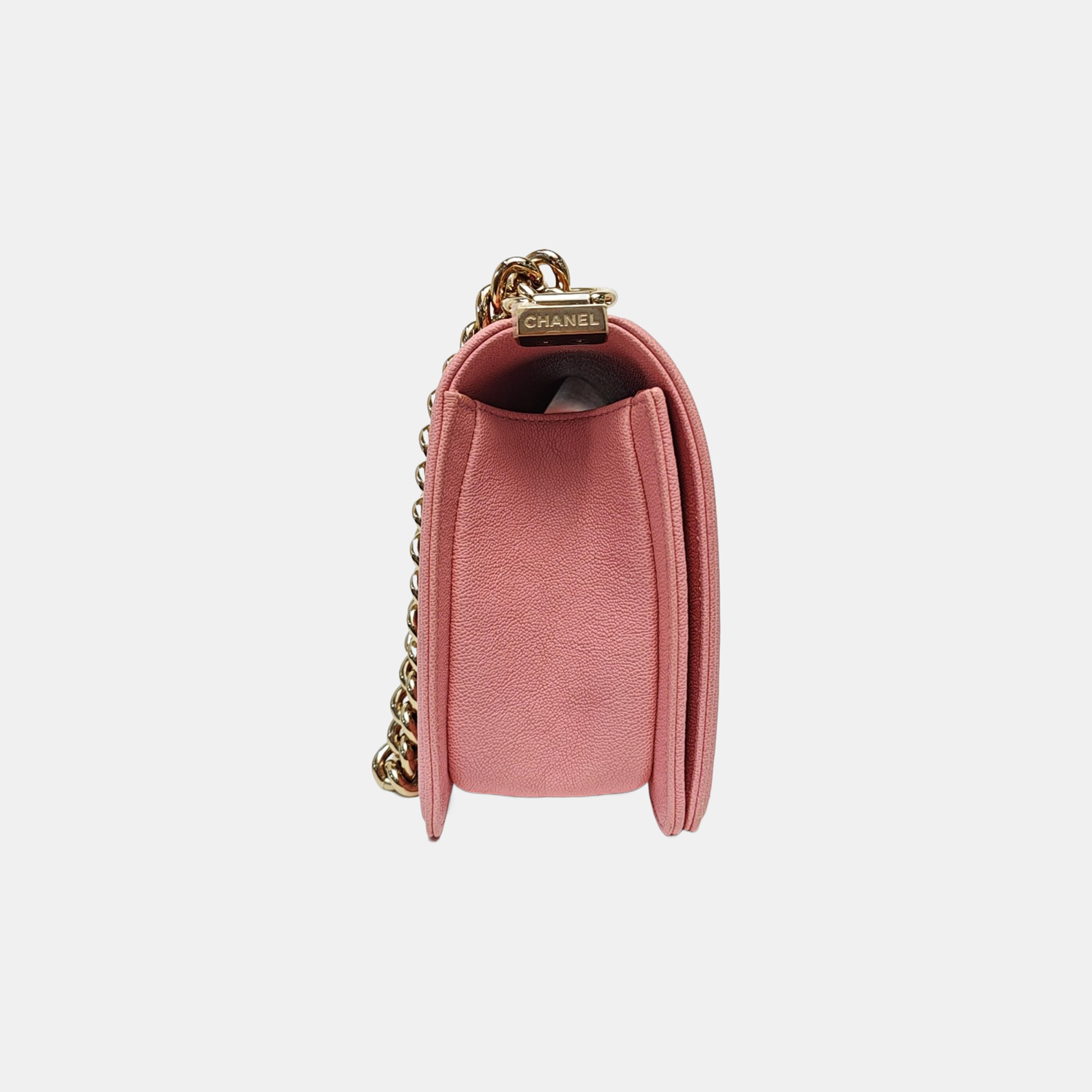 BOY CHANEL Medium Quilted Grained Calfskin Pink