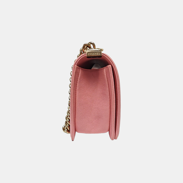 BOY CHANEL Medium Quilted Grained Calfskin Pink